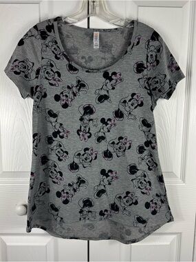 Lularoe Classic T Women's Top Disney Minnie Mouse Print Gray XS